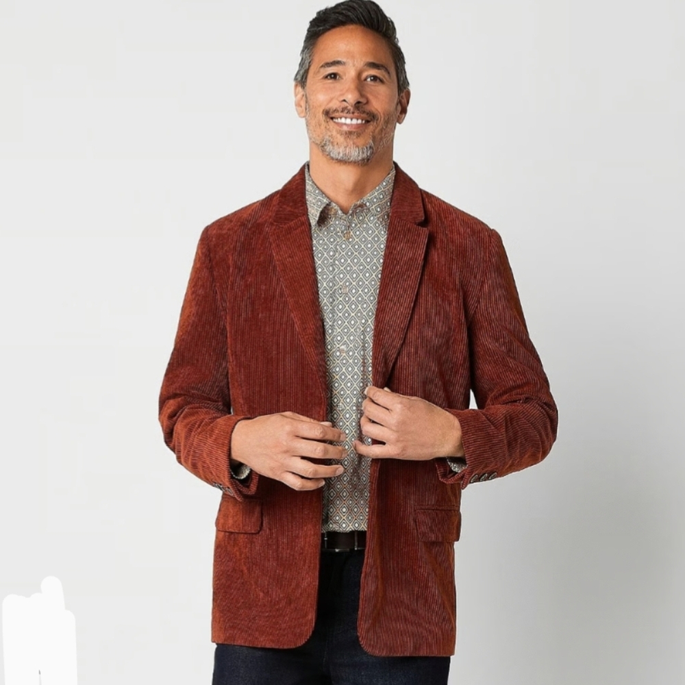 3 for $30 Men Abbott Elementary Size LG BROWN Boxy Fit Corduroy Blazer NWT*